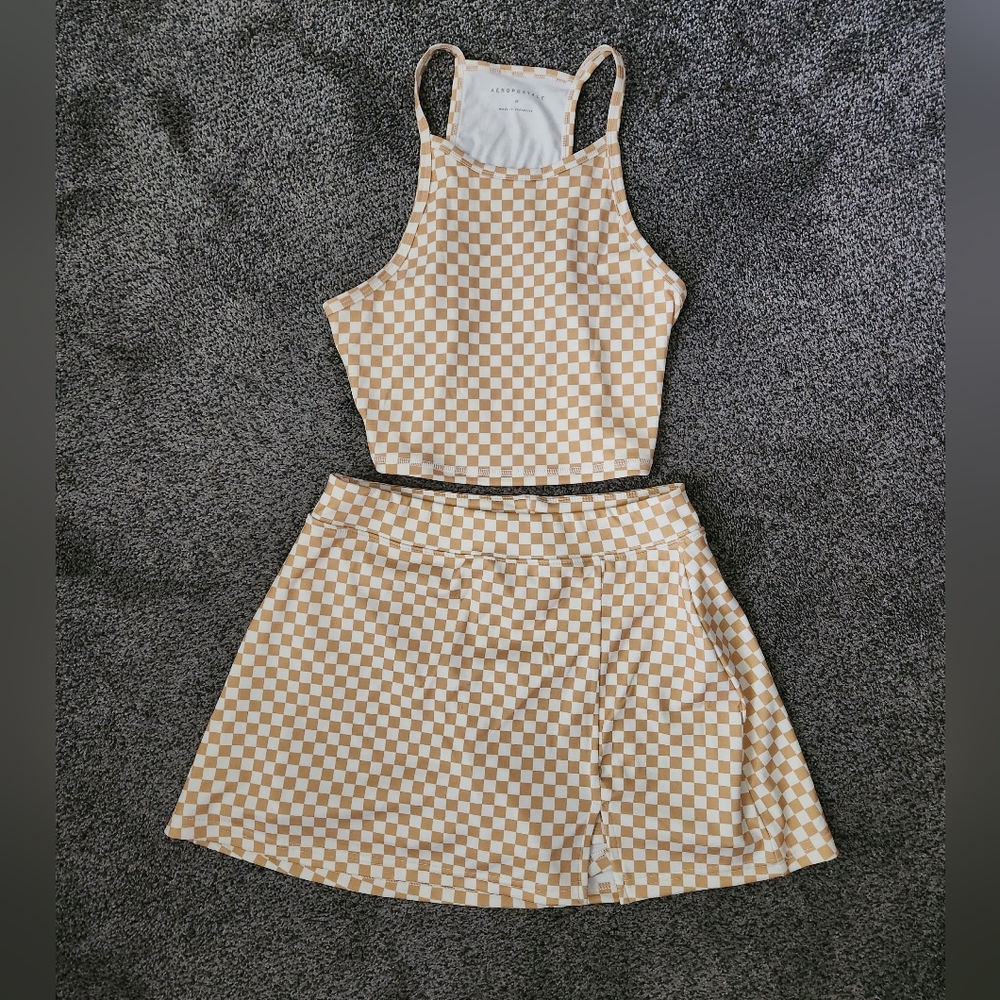 Aeropostale Tan/White Skort And Tank Set